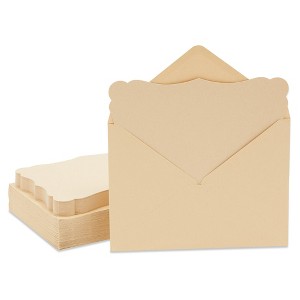 Paper Junkie 50 Pack Cards and Envelopes, 5x7 Inches for Wedding, Birthday, Baby Shower Invitations (Blank Inside, Brown Kraft Paper) - 1 of 4