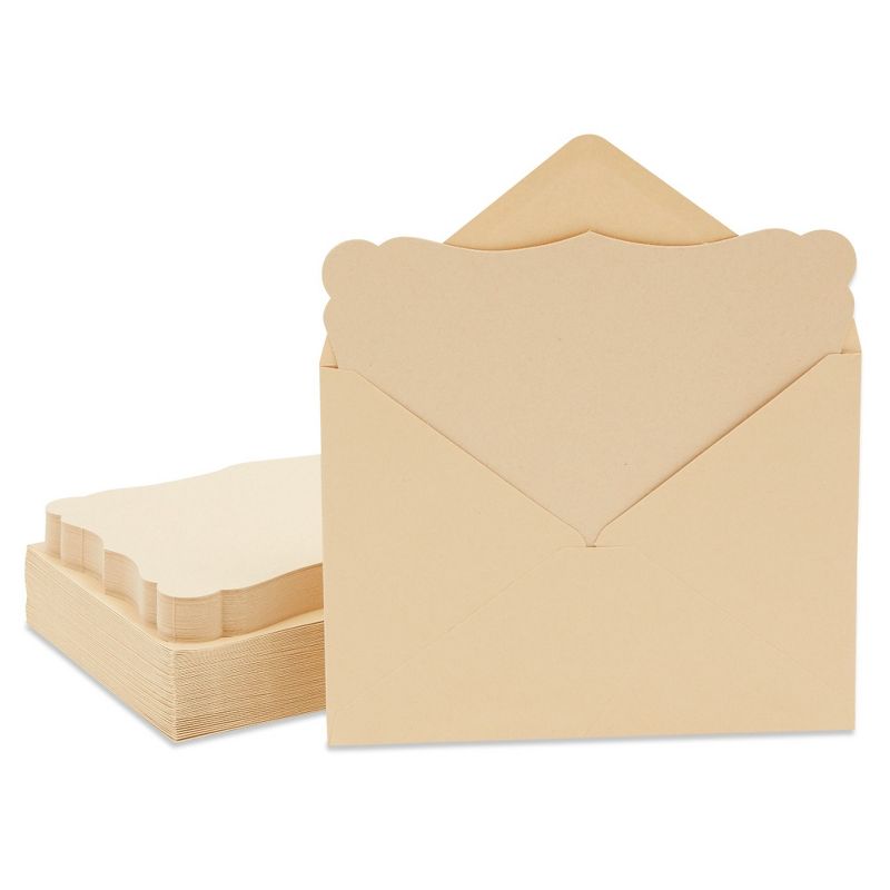 Paper Junkie 50 Pack Cards and Envelopes, 5x7 Inches for Wedding, Birthday, Baby Shower Invitations (Blank Inside, Brown Kraft Paper), 1 of 9