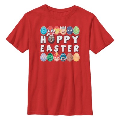 Boy's Marvel Hoppy Easter Eggs  T-Shirt - Red - Large