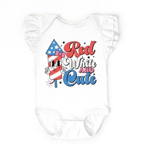 The Juniper Shop Red White and Cute Firework  Flutter Sleeve Bodysuit - 1 of 4