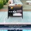 Resenkos Outdoor Storage Cabinet with Acacia Wood Top, Two Doors, Shelf, Wicker Bar Table for Pool Towel Storage, Black - 4 of 4