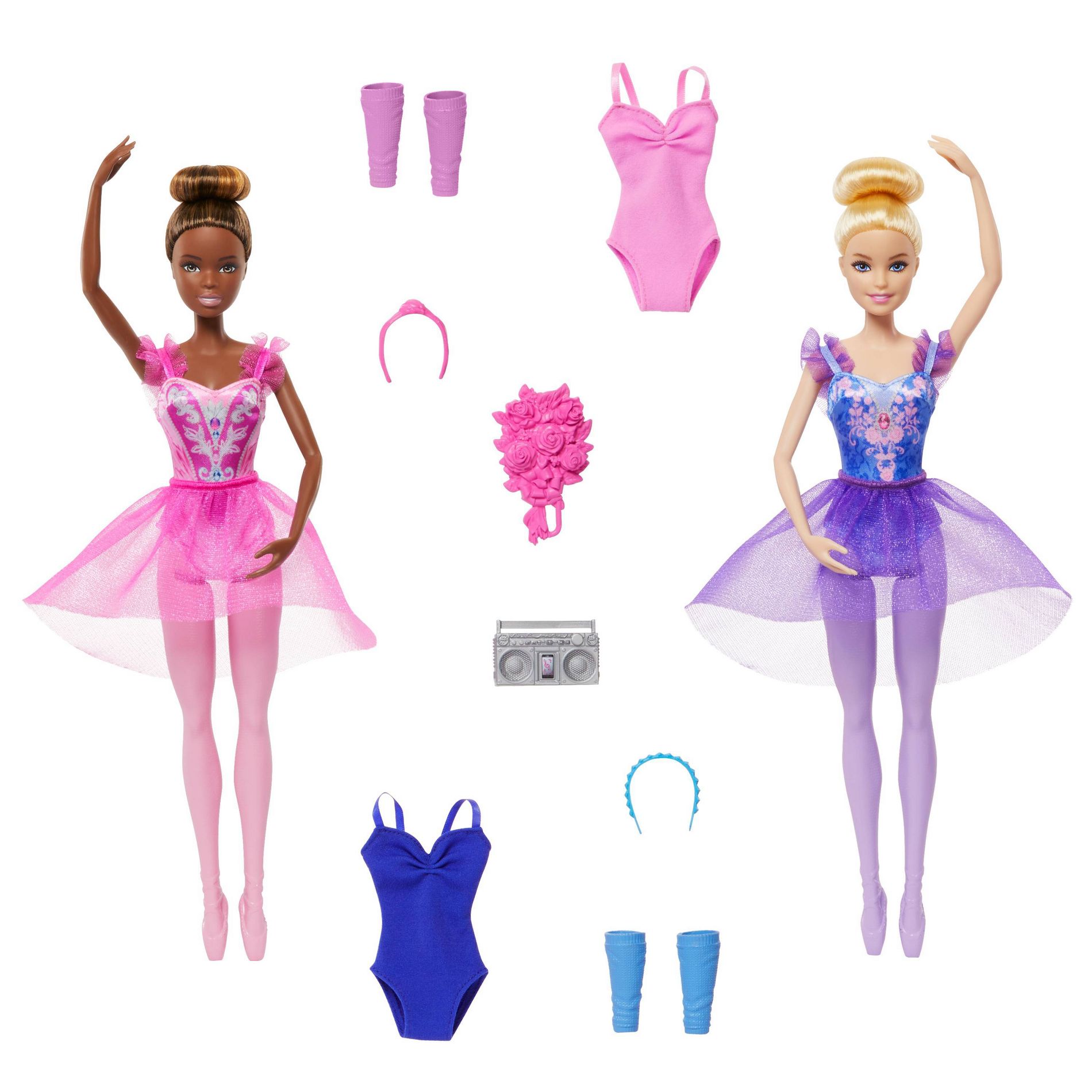 Barbie 12.7" Ballet Room Set with 2 Ballerina Fashion Dolls & Dance Accessories