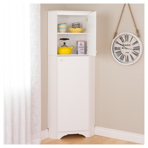 Elite Tall 2 Door Corner Storage Cabinet White Prepac