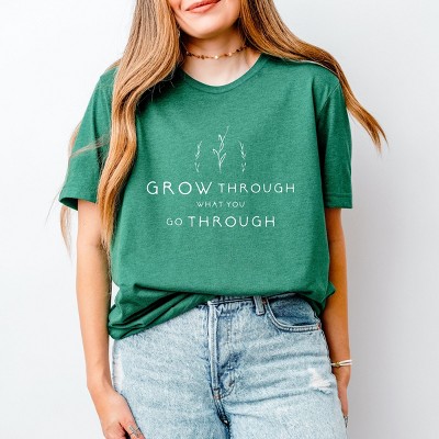 Simply Sage Market Grow Through What You Go Through Short Sleeve Tee - L - Grass