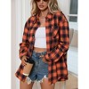 Womens Fashion Plaid Flannel Jacket Casual Long Sleeve Button Collared Neck Oversized Shirts - 4 of 4