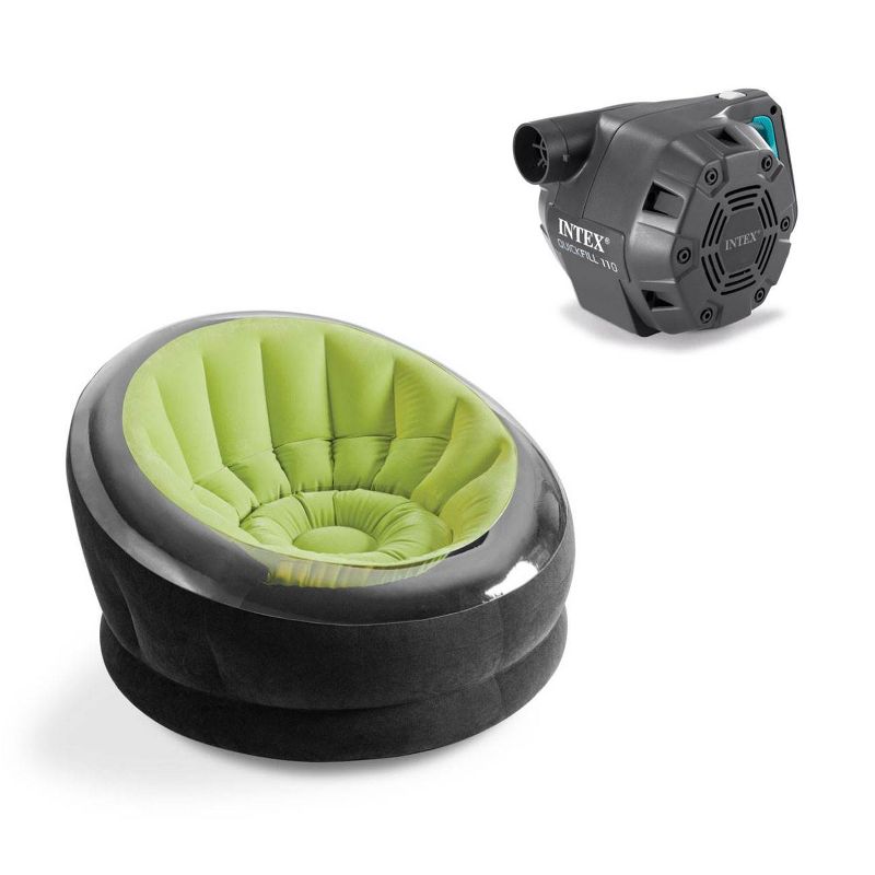 Intex Empire Inflatable Lounge Chair, Lime Green & Intex 120V Electric Air Pump, 1 of 8