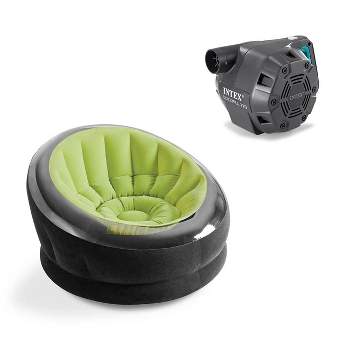 Intex Empire Inflatable Lounge Chair, Lime Green & Intex 120V Electric Air Pump