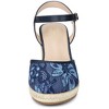 Allegra K Women's Espadrille Platform Closed Toe Lace Wedge Heel Sandals - 2 of 4