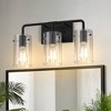DORESshop 18 in. 3-Light Black Metal Vanity Light with Clear Glass Shade Bathroom Fixture for Modern Farmhouse Style Spaces - 2 of 4