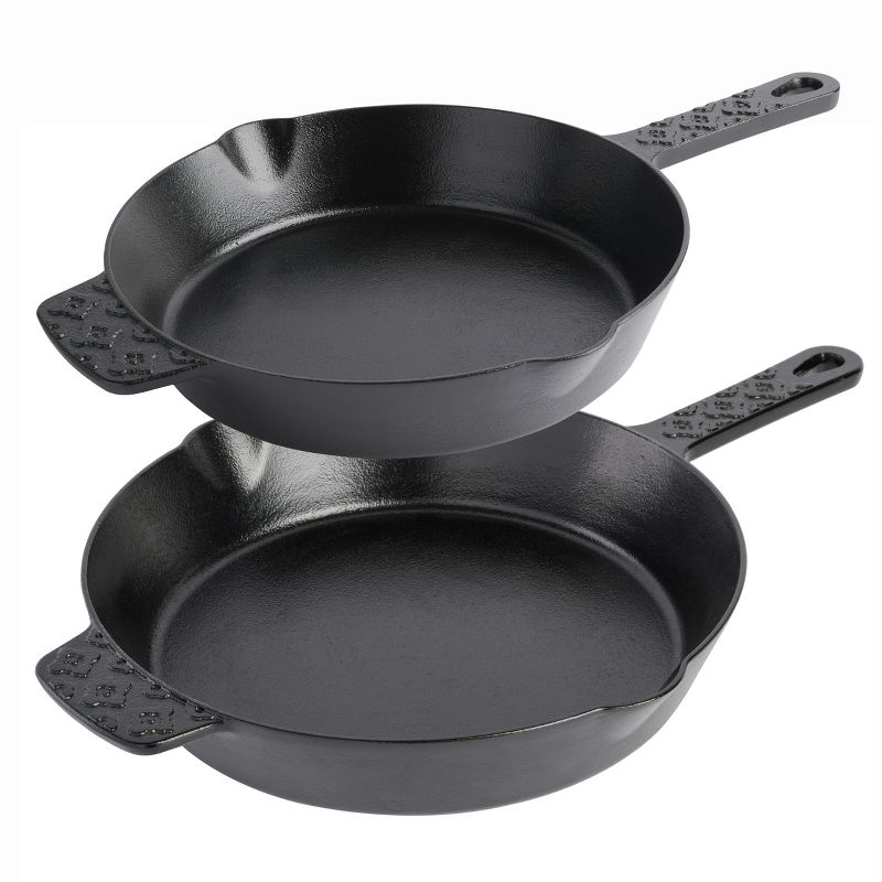 Spice by Tia Mowry Savory Saffron Pre-seasoned 2 Piece 10in and 12in Cast Iron Skillet Set, 1 of 7