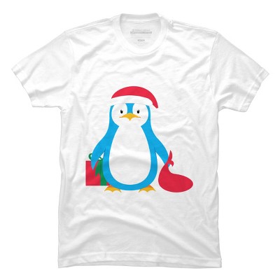 Men's Design By Humans Christmas Penguin By moredesignsplease T-Shirt