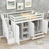 Twin Size Loft Bed with 3 Shelves, 2 Wardrobes and 2 Drawers - 3 of 4