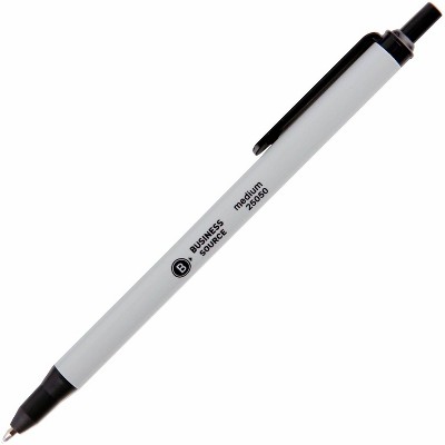 Business Source Ballpoint Pen Retract Clip Medium Point Black Ink 25050