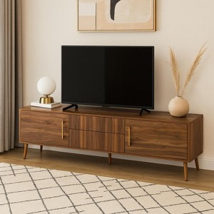 Homy Casa Mid Century Walnut TV Stand with Drawers and Cabinets for Living Room, Walnut - 1 of 4