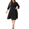 Agnes Orinda Women's Plus Size Wedding Split Neck 3/4 Sleeve Pocket A-Line Midi Dress - 2 of 4