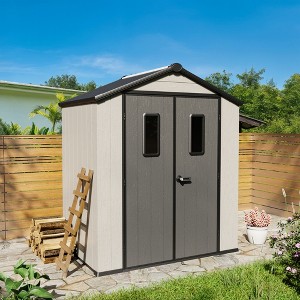 UPTION Modern Durable Resin Outdoor Storage Shed With Floor and Double Doors - 1 of 4