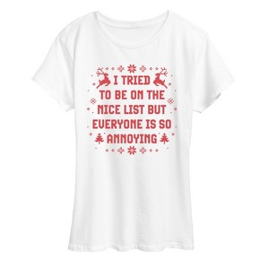 Women's - Instant Message - Tried To Nice List Short Sleeve Graphic T-Shirt - 1 of 4