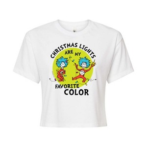 Women's - The Cat in the Hat - Christmas Lights Are My Favorite Color Cropped Graphic T-Shirt - 1 of 4