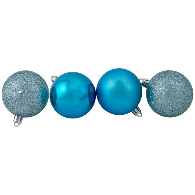 Northlight 24ct Turquoise Blue Shatterproof 4-Finish Christmas Ball Ornaments 2.5" (60mm), 3 of 4