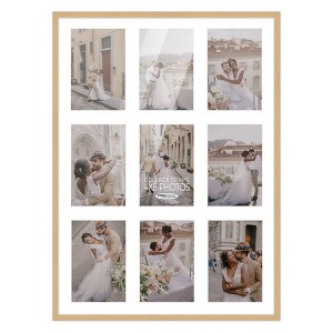 PosterPalooza | Natural Finish Collage Frame - White Mat, 20 Frame Sizes to Choose From, UV Acrylic - 1 of 4