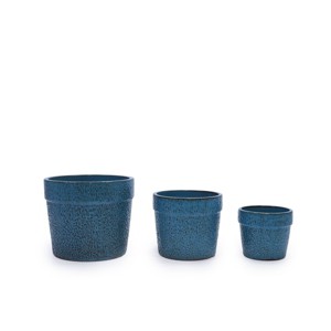 SEVOBAL Planters 3-Piece Modern Ceramic Glossy Flower Pots, Frost-Resistant with Drainage Holes for Indoor, Outdoor, Blue, 19.7"*19.7"*18.6" - 1 of 4