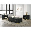 Vynxaria Contemporary Square End Table, Black Finish with Gold Accents, 1 Drawer & Open Shelf - 3 of 4