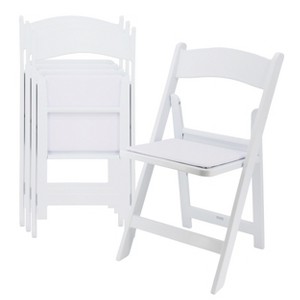 Elama 4 Piece Plastic Folding Resin Chair in White with Removable Seat Pad - 1 of 4