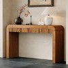 Rustic Entryway Console Table with Drawers, Wood Grain Finish Hallway Table with Fluted Drawer Front, Curved Corners - Panipeachy - 2 of 4