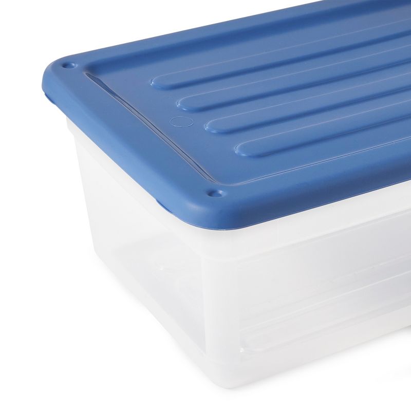 Gracious Living DLC6 1.5 Gallon Clear Plastic Storage Bin Container with Stylish Sky Blue Snap On Locking Lid, 5 of 7