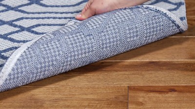 Augustine Geometric Flatweave Area Rug in Gray and Navy, 8'7" x 12'