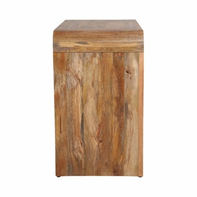 Artisan Mango Wood Carved Front Waterfall Edge Cabinet