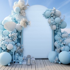 6.6ft Wedding Arch Cover Dual-Sided Color Round Top Arch Backdrop Stands with Zipper Elastic Backdrop Cover for Birthday Party Ceremony Banquet Decor - 1 of 4