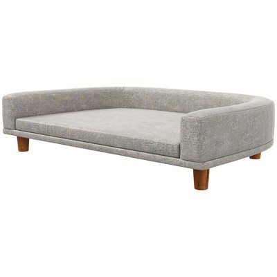 Lirago 38.6" W x 26.4" D x 9.8" H Dog Sofa Couch Pet Bed Washable Cover Wooden Legs Removable Bolster Nonskid for Large Pets Gray