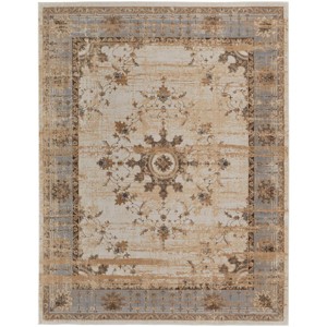 Celene Traditional Bordered Tan/Brown/Gray Area Rug - 1 of 4