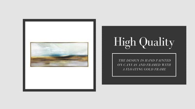Abstract Horizon Hand Painted Gold Framed Canvas Art, 19x45 Inches