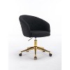 Vynxaria Modern Accent Chair with Golden Base for Vanity or Office - White/Black/Pink - 4 of 4