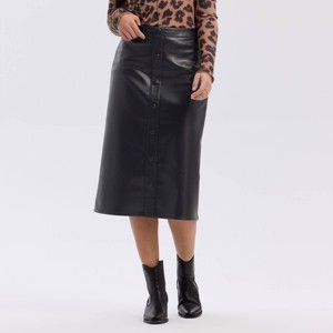 Women's Button-Front Midi A-Line Skirt - A New Day™ Black - 1 of 4