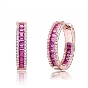 Guili Sterling Silver Hoop Earrings with Colored CZ in Rose Gold, Silver, or Classic Finish – Timeless Sparkle and Elegance for Any Collection - 1 of 3