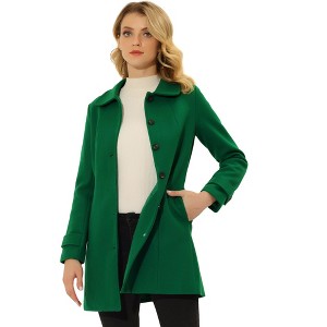INSPIRE CHIC Women's Peter Pan Collar Single Breasted Winter Long Overcoat - 1 of 4