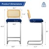 AZL1 Life Concept Dining Sets Set of 2 Upholstered Velvet Barstools with Rattan Back Stools Armless Bar for Kitchen Island, Blue, 18.9"*17.7"*42.5" - 3 of 4