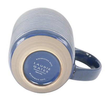 Blue Ceramic 19 Ounce Assorted Design Mug Set