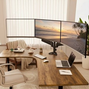 HUANUO Triple Monitor Mount for 17 to 32 inch Screens, Gas Springs Adjustment Triple Monitor Stand with Swivel, Tilt, Rotation, Clamp & Grommet Kit - 1 of 4