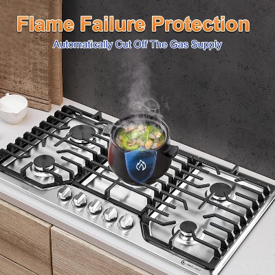 36-inch Stainless Steel Gas Cooktop with 5 Power Burners