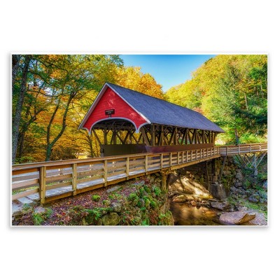 Stupell Industries Red Covered Bridge Woodland Creek Wall Plaque Art