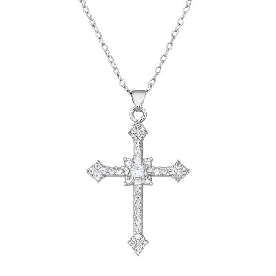 Silver Alloy Cross Pendant Modern Unisex Necklace