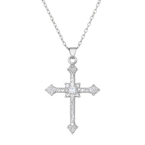 Silver Alloy Cross Pendant Modern Unisex Necklace - 1 of 4