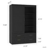 Maliang Tall Bedroom Armoire, Wardrobe Closet, Clothing Storage Cabinet with Hanging Rod, Barn Door, Drawers, Open Shelves - 4 of 4
