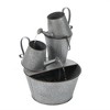 LuxenHome Farmhouse Rustic Metal Pitcher Outdoor Fountain Silver - 3 of 4