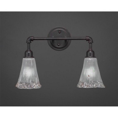 Toltec Lighting Vintage 2 - Light Vanity in  Dark Granite with 5.5" Fluted Frosted Crystal Shade