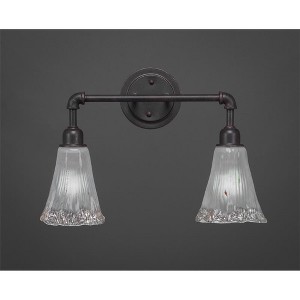 Toltec Lighting Vintage 2 - Light Vanity in  Dark Granite with 5.5" Fluted Frosted Crystal Shade - 1 of 1